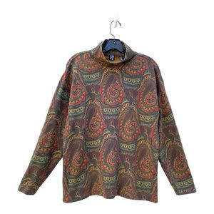 GAP Vintage Multicolored Paisley Print All Over Print Turtleneck Shirt Sz L